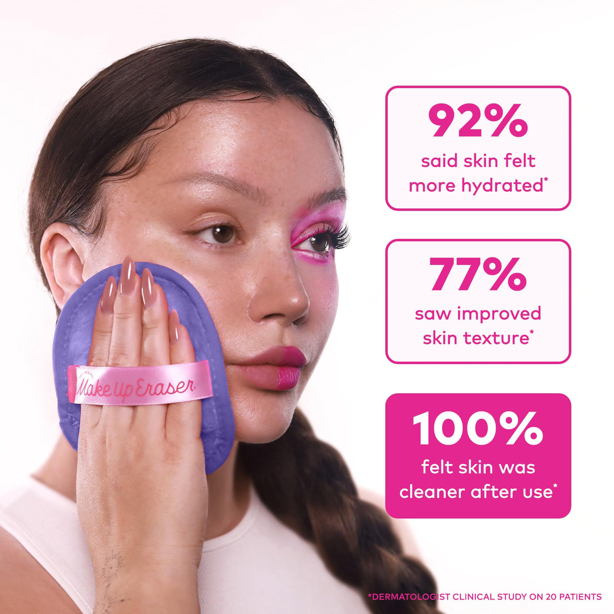 MakeUp Eraser before and after face comparison demonstrating visible removal