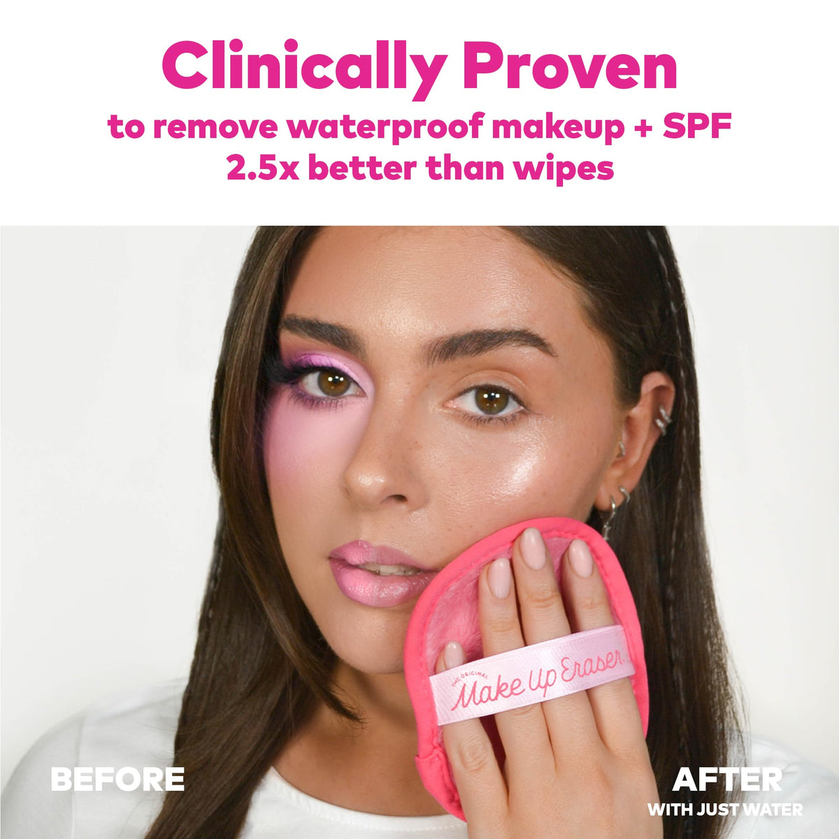 MakeUp Eraser close-up of microfiber fibers highlighting gentle lift action