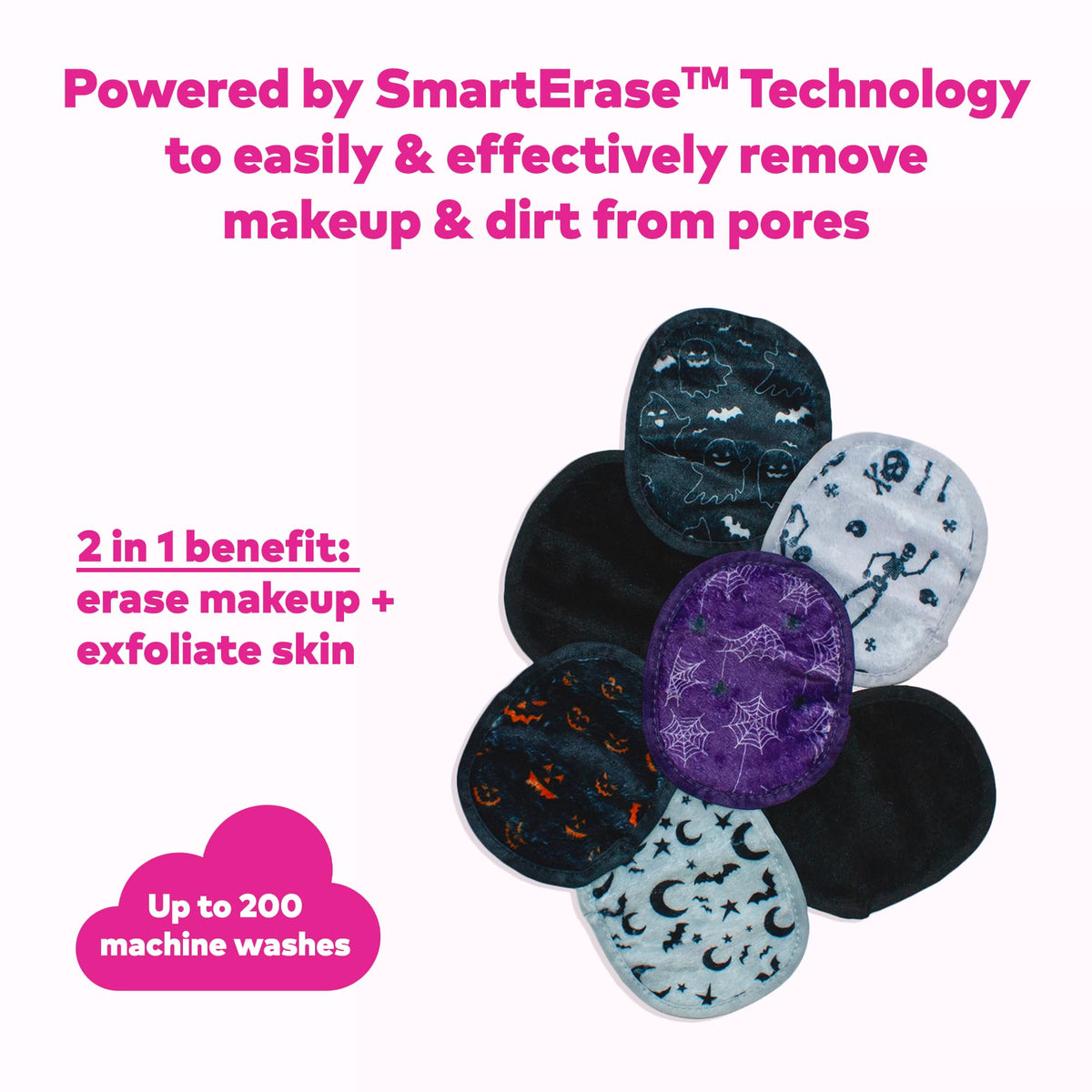 MakeUp Eraser dual-sided detail showing erase and exfoliate sides for two benefits