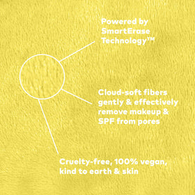 MakeUp Eraser dual-sided view showing short erase side and long exfoliate side
