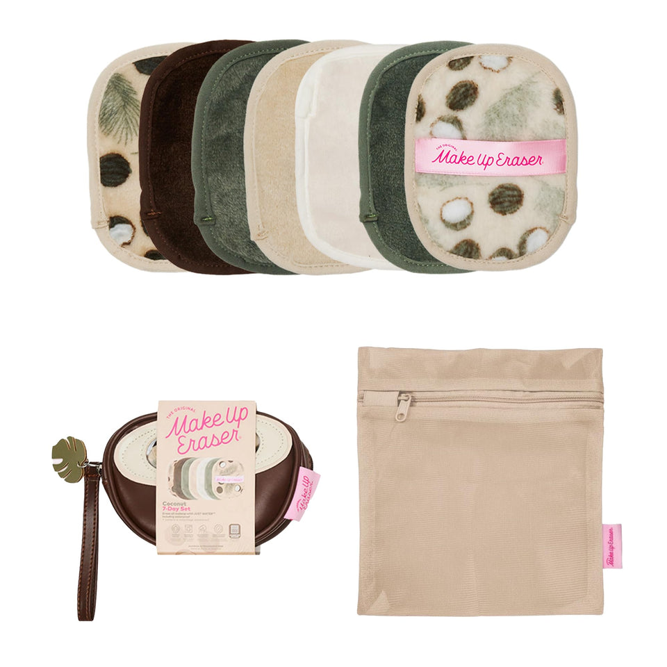 MakeUp Eraser front packaging showing coconut design and sustainable benefit