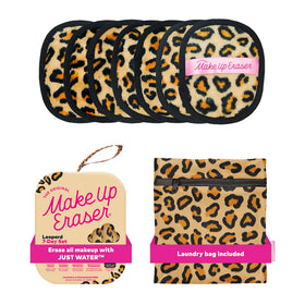 MakeUp Eraser front packaging leopard with weekly pads for convenience