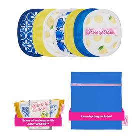 MakeUp Eraser front packaging showing seven pads and laundry bag for convenience