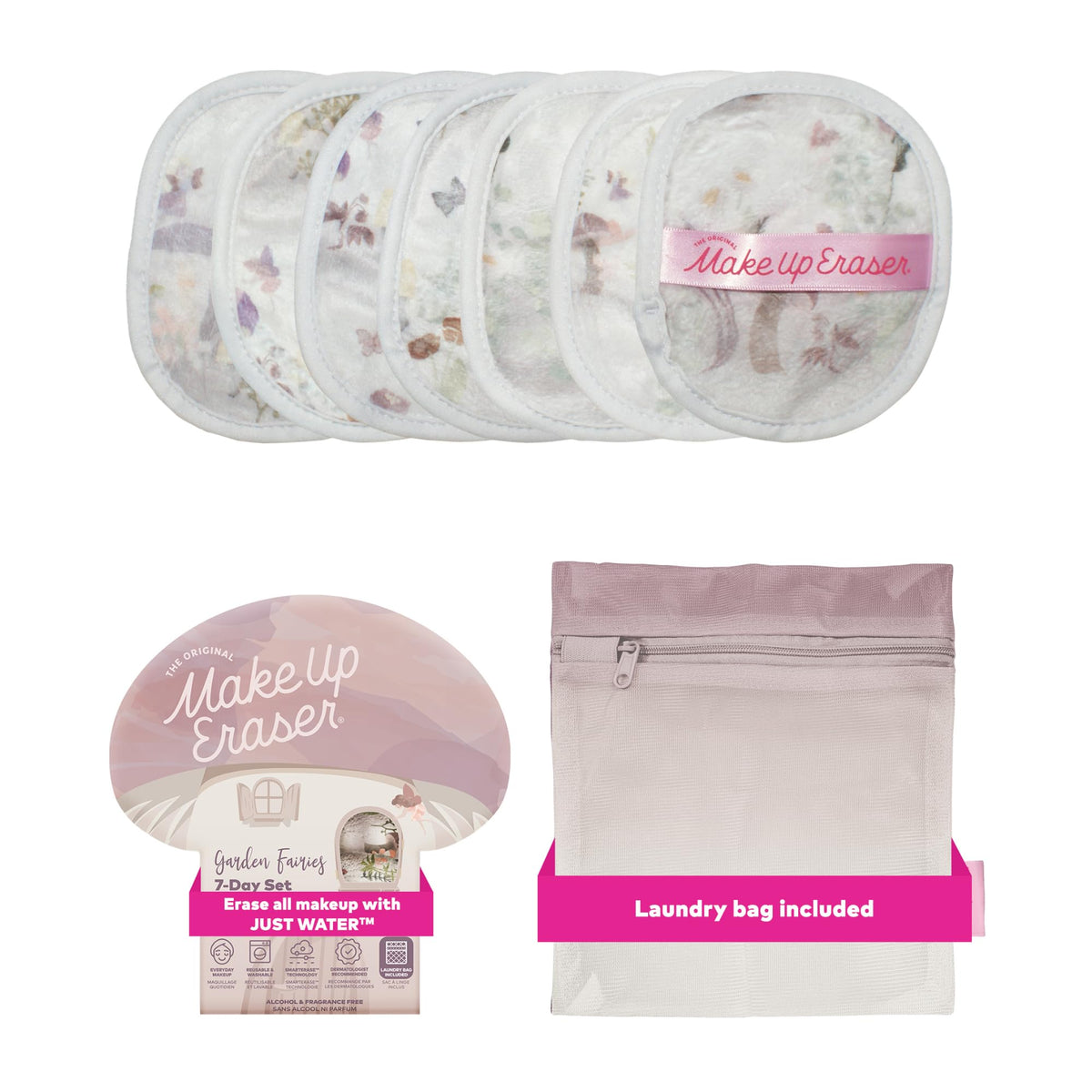MakeUp Eraser Garden Fairies front packaging showing seven cloths and benefits