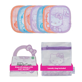 MakeUp Eraser front packaging showing Hello Kitty pastel design and set benefits