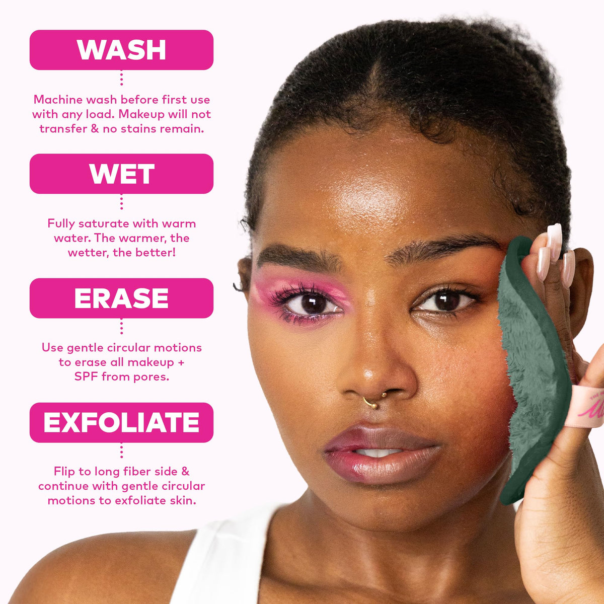 MakeUp Eraser on bathroom counter showing tidy routine and reduced waste