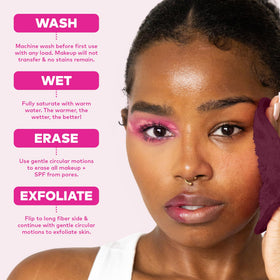 MakeUp Eraser on bathroom vanity showing sustainable skincare routine