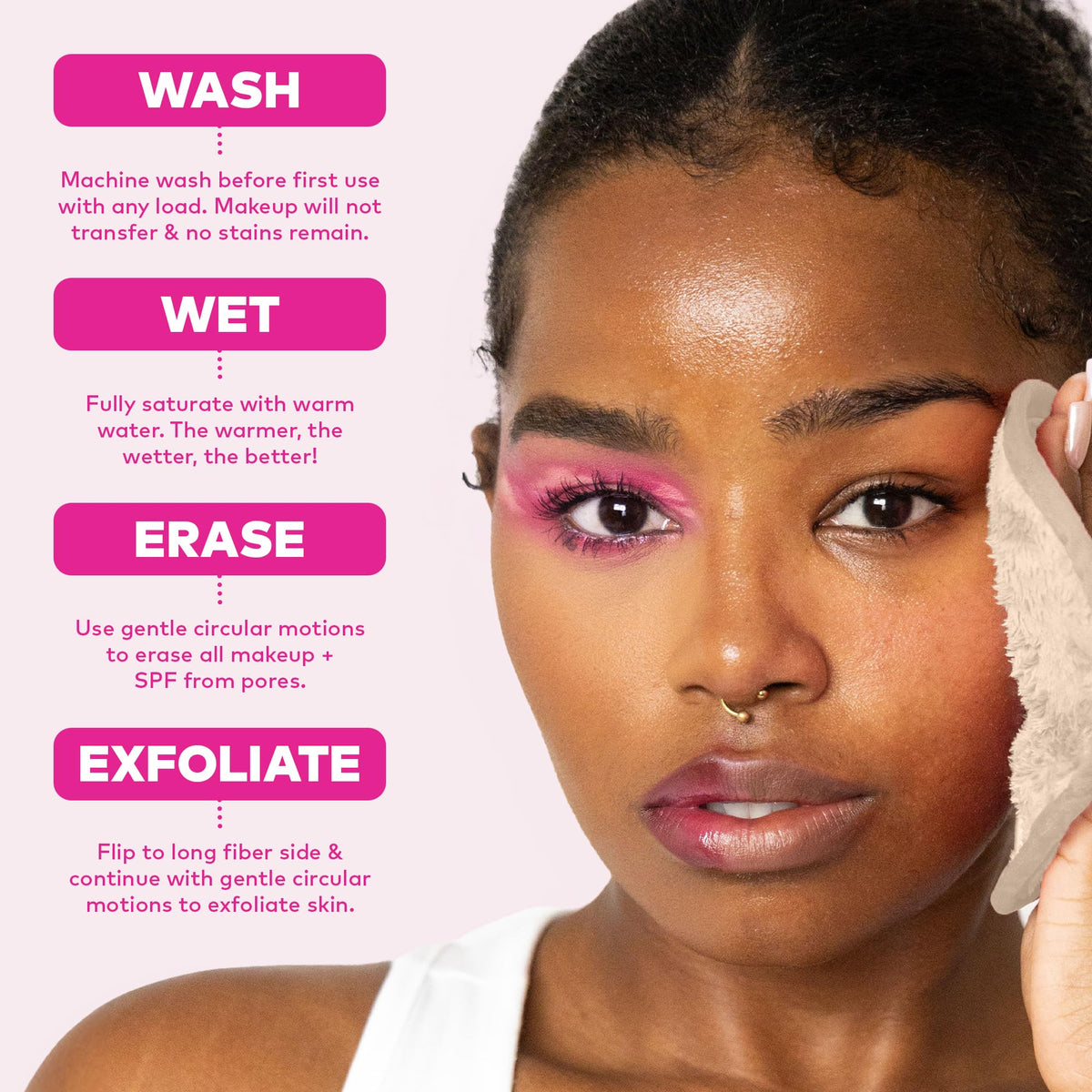 MakeUp Eraser displayed on bathroom counter highlighting eco-friendly routine
