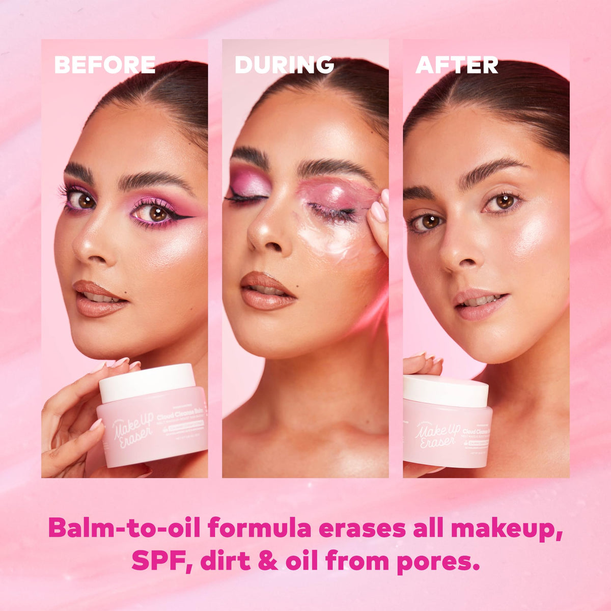 MakeUp Eraser open jar showing soft balm ready to melt into cleansing oil