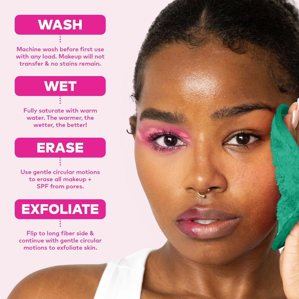 MakeUp Eraser folded on bathroom counter showing sustainable beauty swap
