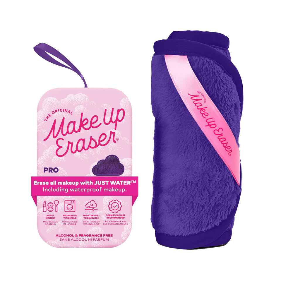 MakeUp Eraser front packaging in Queen Purple showing product name and benefit