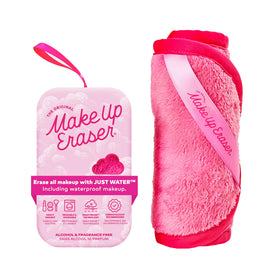 MakeUp Eraser front packaging showing product and pink color, easy reusable benefit