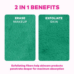 MakeUp Eraser corner with tag highlighting two-sided use and durability