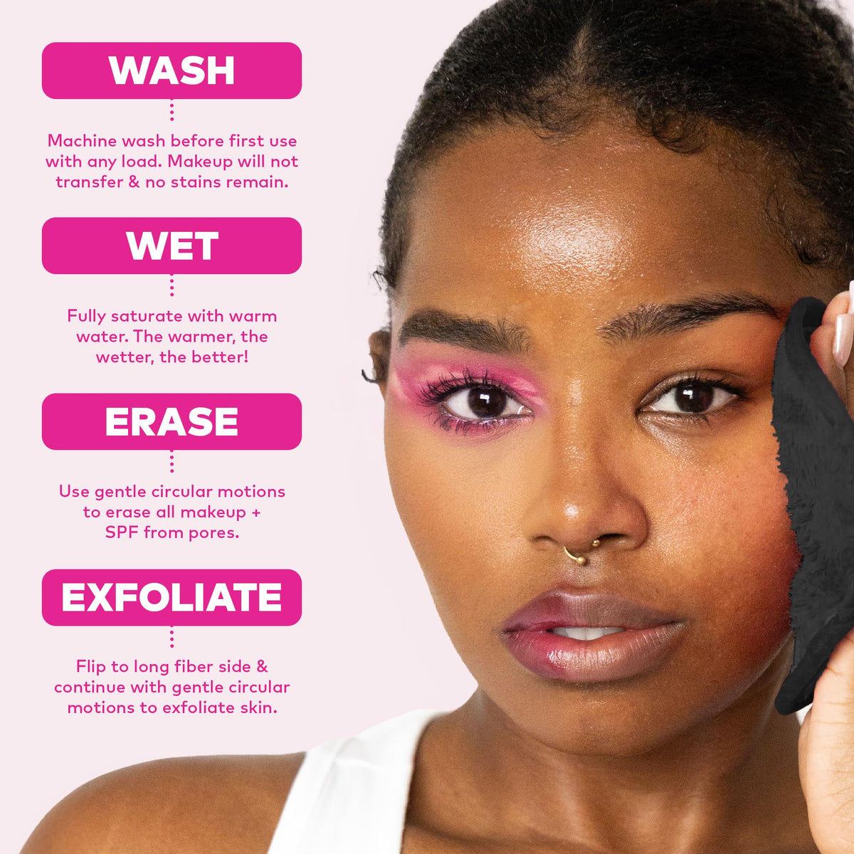 MakeUp Eraser in bathroom setting highlighting sustainable routine