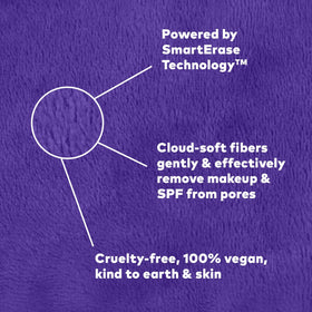 MakeUp Eraser long fibers close-up showing exfoliation texture and smoother skin benefit
