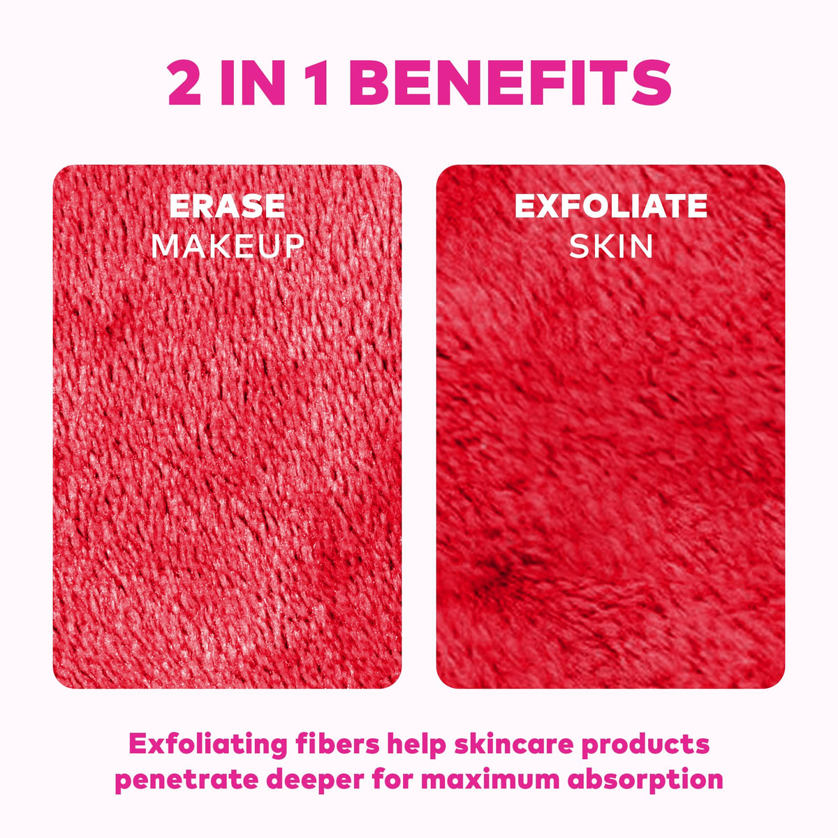 MakeUp Eraser packaging label close-up showing brand and reusable, sustainable benefit