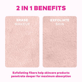 MakeUp Eraser PRO Puppy tag close-up showing care instructions and durability