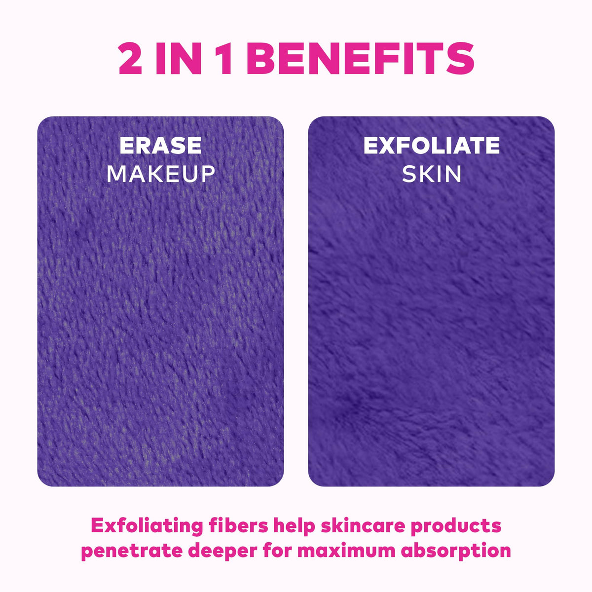 MakeUp Eraser next to hand for scale showing generous size and easy handling benefit