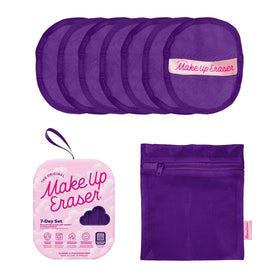 MakeUp Eraser front packaging showing Queen Purple set and weekly supply benefit