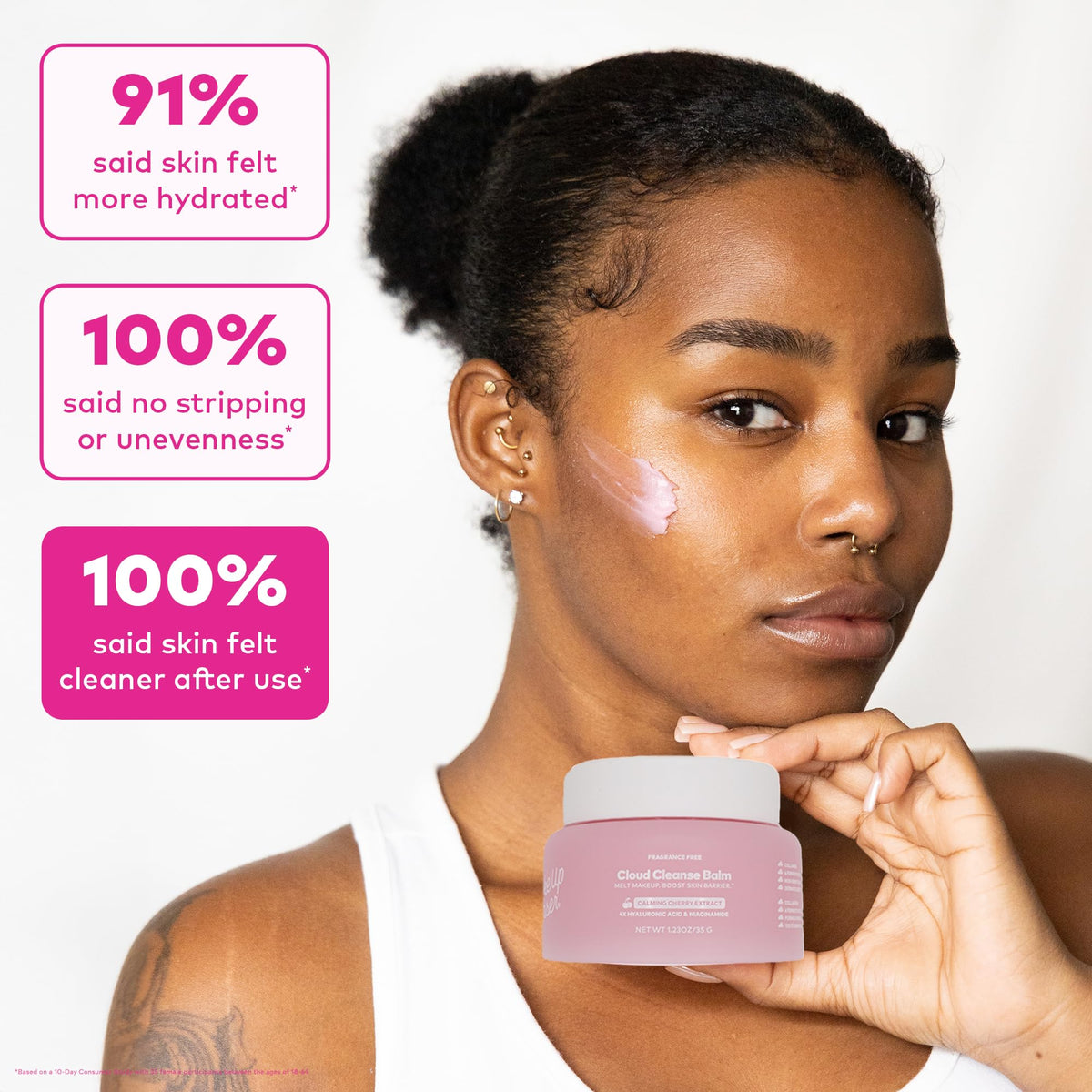 MakeUp Eraser size comparison in hand demonstrating portable 80g travel-friendly jar