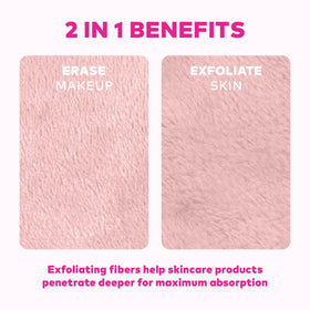 MakeUp Eraser cloth next to phone showing compact size and travel benefit