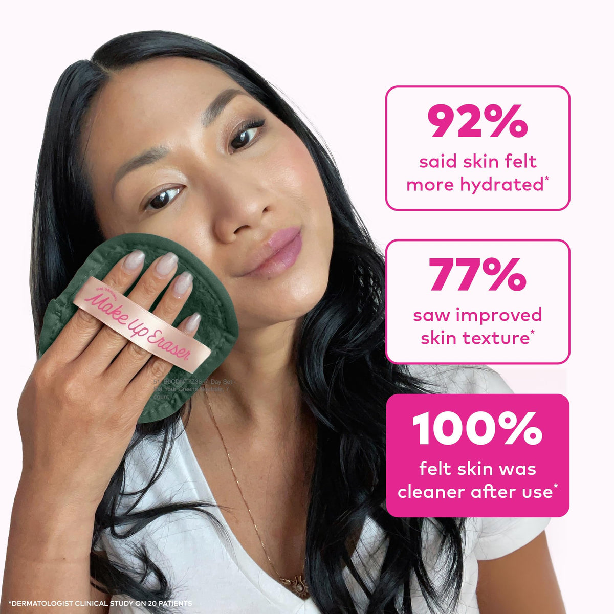 MakeUp Eraser damp and in use removing waterproof mascara with ease