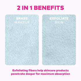 Wet and dry MakeUp Eraser pads side-by-side to show how water activates cleaning power