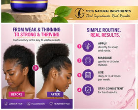 MAKOF BEAUTY before and after length comparison illustrating reduced breakage benefit