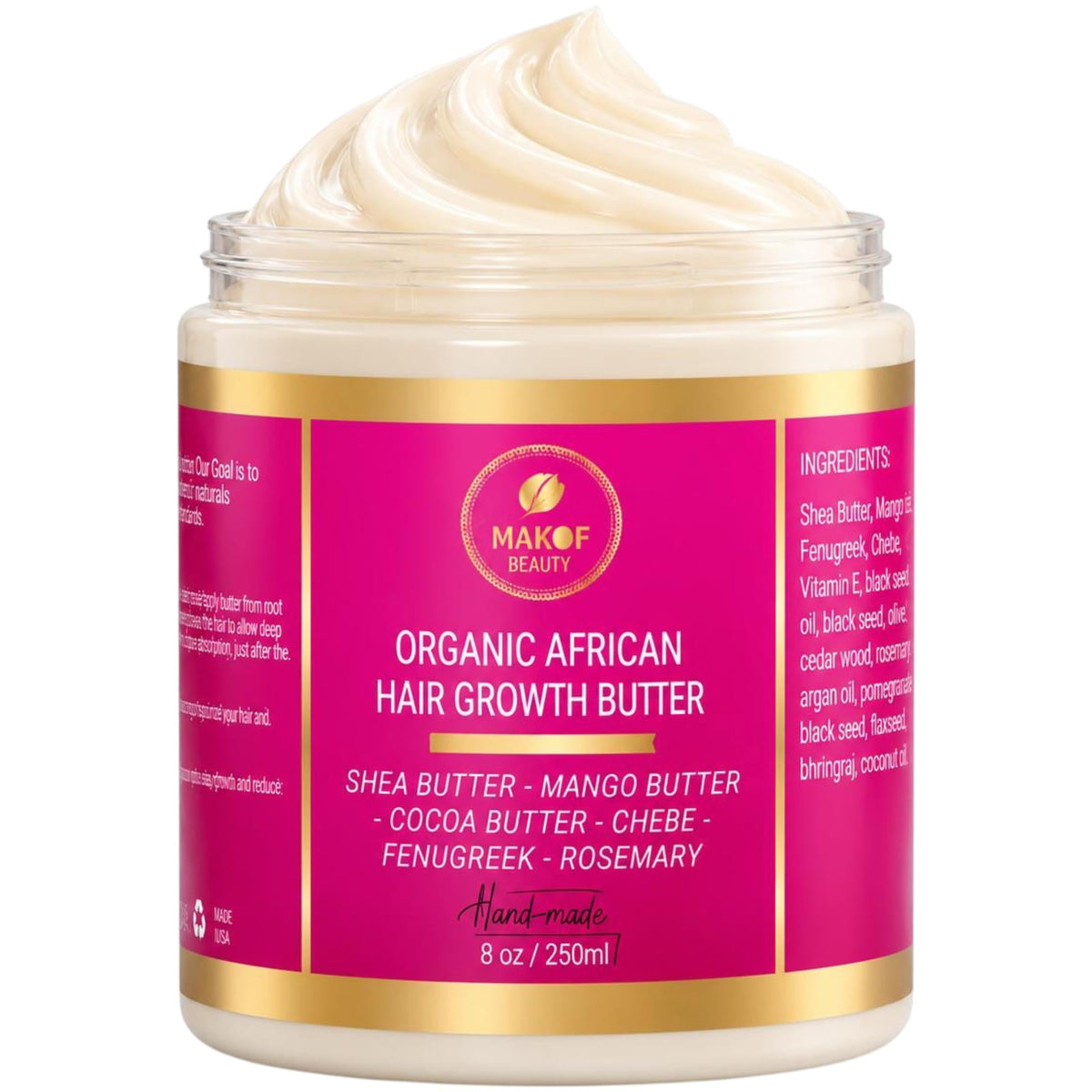 MAKOF BEAUTY jar front view showing clean packaging and clear product name