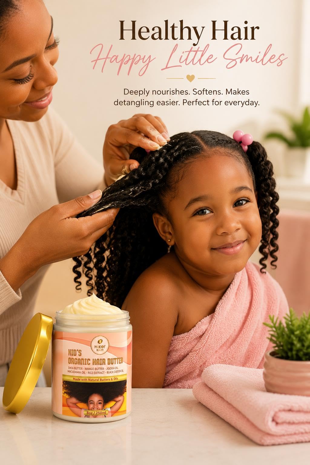 MAKOF BEAUTY shea butter ingredient display highlighting deep-moisture benefit