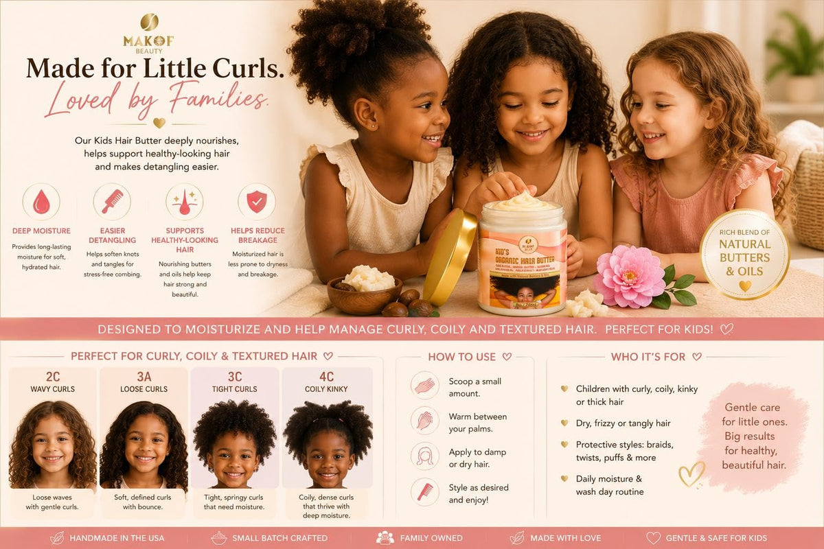 MAKOF BEAUTY label close-up highlighting organic ingredients and safety benefit