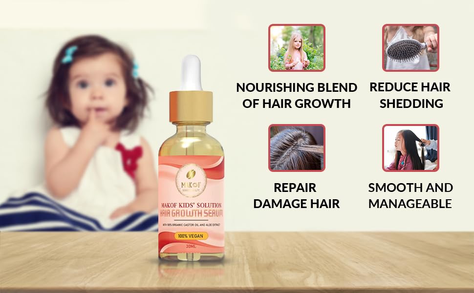 MAKOF BEAUTY oil blend dropper highlighting castor and argan oils for shine