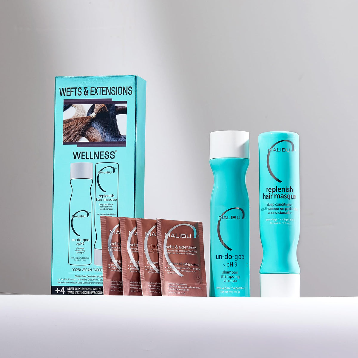Malibu C clarifying shampoo pump close-up providing controlled, residue-free cleansing