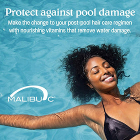 Malibu C applying conditioner to wet hair showing easy detangling