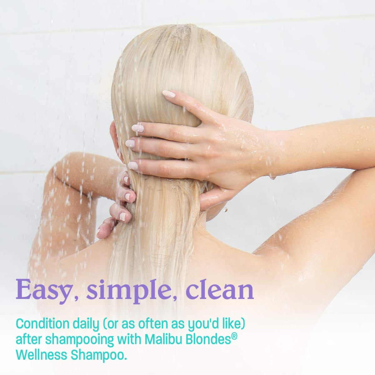 Malibu C product label close-up displaying vegan and sulfate-free benefits