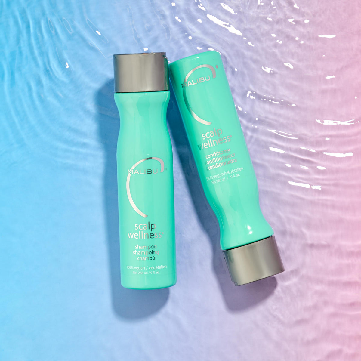 Malibu C conditioner displayed with Scalp Wellness Shampoo for routine pairing