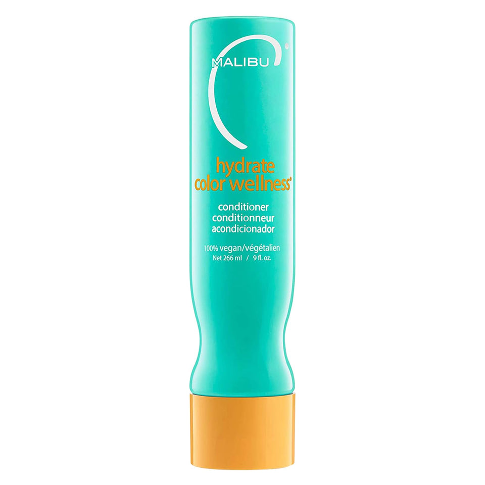 Malibu C front packaging showing product name and 9 oz size with clear benefit
