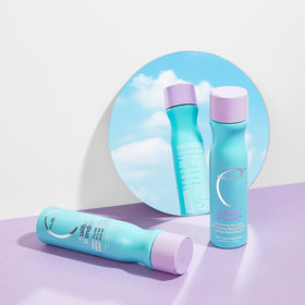 Malibu C natural ingredients display with lychee and mango for shine