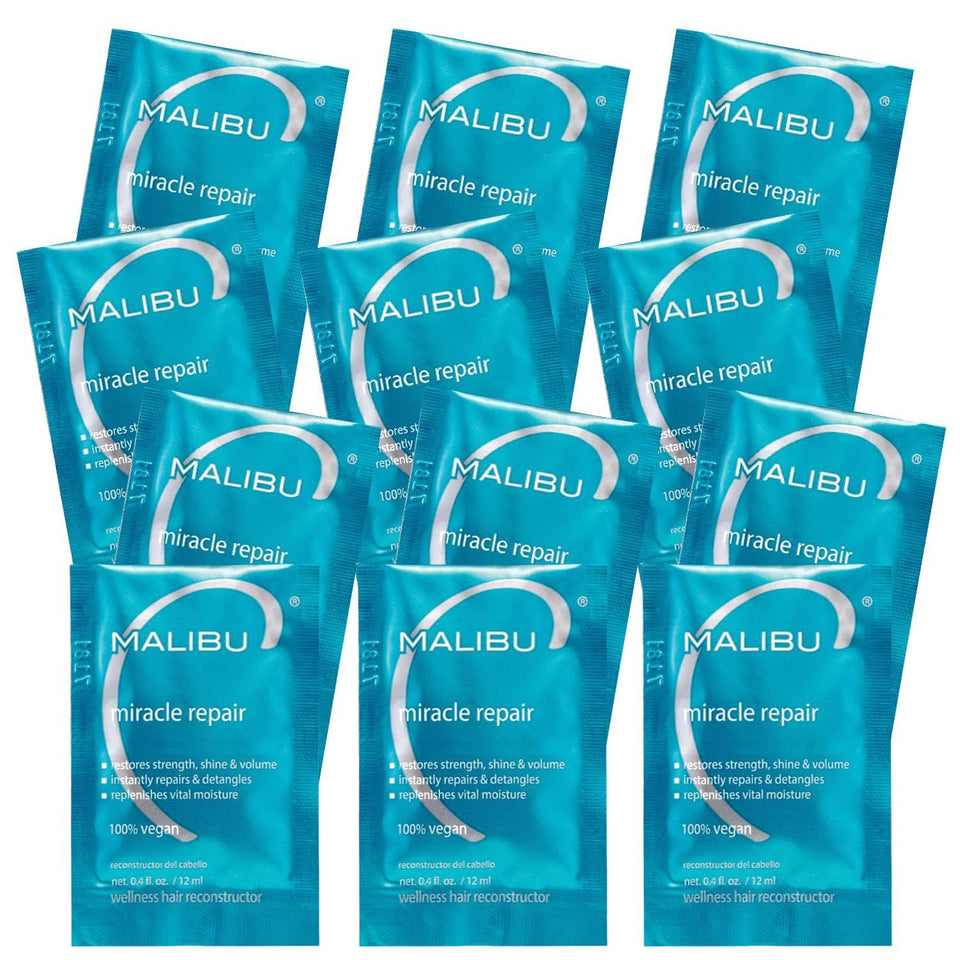 Malibu C front packet showing product name and single-use sachet, convenient for travel