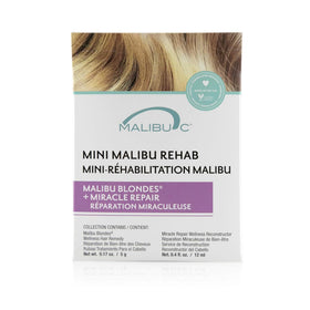 Malibu C opened packet revealing purple toner crystals that neutralize brassiness effectively