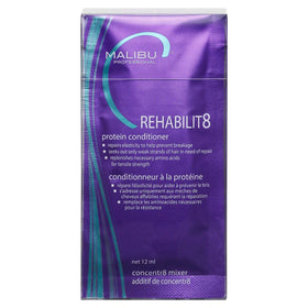 Malibu C front packet view showing single-use protein conditioner benefits
