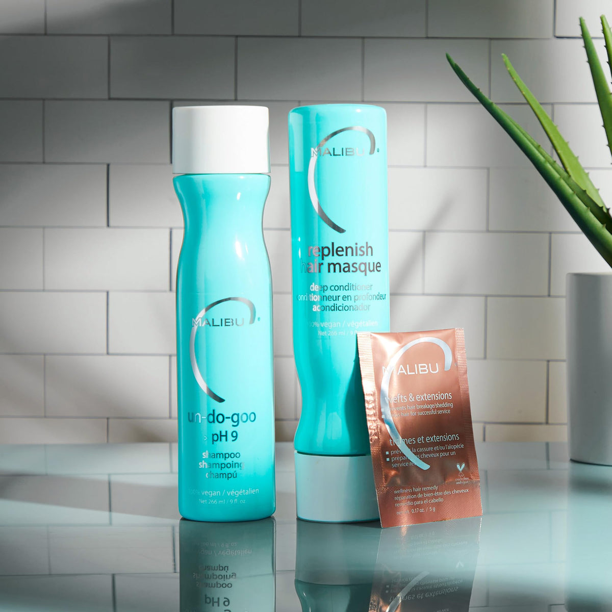 Malibu C replenish hair masque open jar showing rich shea butter hydration benefits