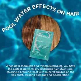 Malibu C applied to wet hair being scrunched to lift chlorine and minerals