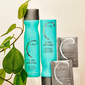 Malibu C shampoo pump dispensing clear lather for gentle cleansing