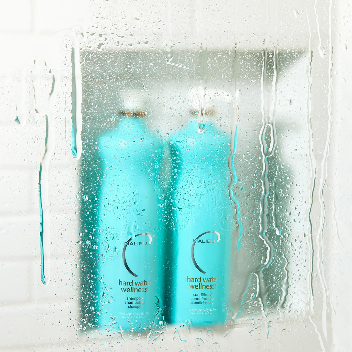Malibu C shampoo pump close-up highlighting easy dispensing