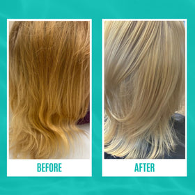 Malibu C clarifying shampoo being dispensed to cleanse buildup effectively