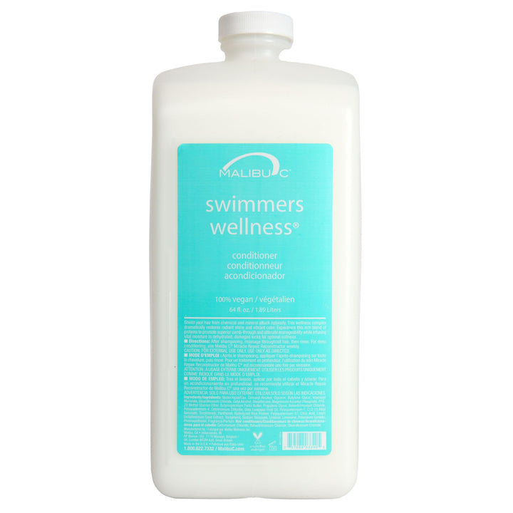Malibu C front label of Swimmers Wellness conditioner showing product name and size
