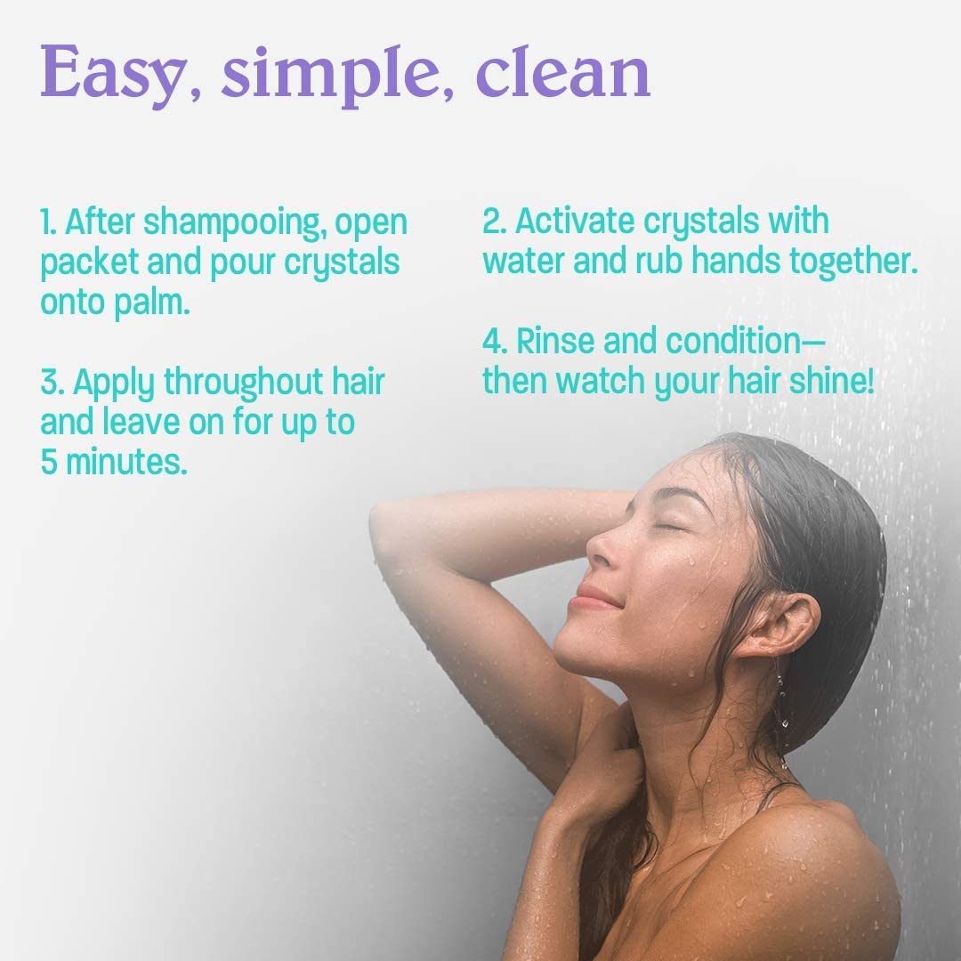 Malibu C rinsing from wet hair to show non-greasy finish and manageable results