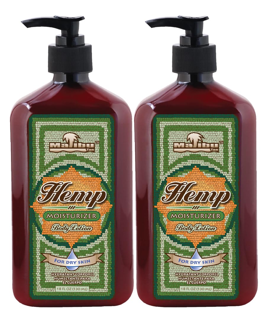Malibu Tan front packaging showing two 18 fl oz bottles for long-lasting hydration