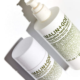 MALIN+GOETZ bottle styled on bathroom vanity communicating premium ritual